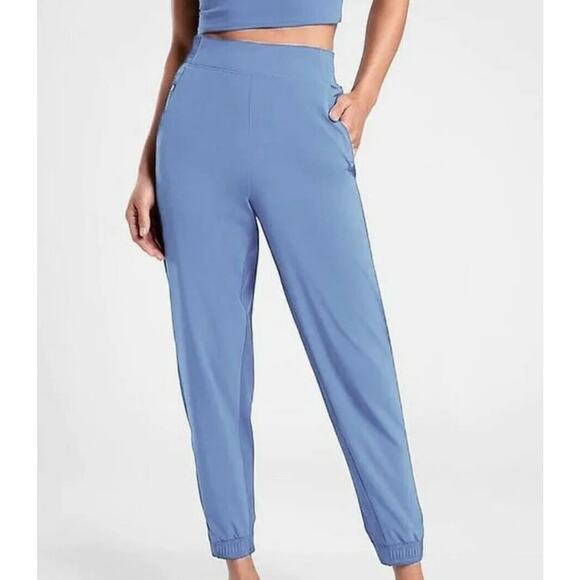 Athleta Brooklyn Cuffed Lined Joggers Size 8 In Heron Blue - Picture 1 of 10